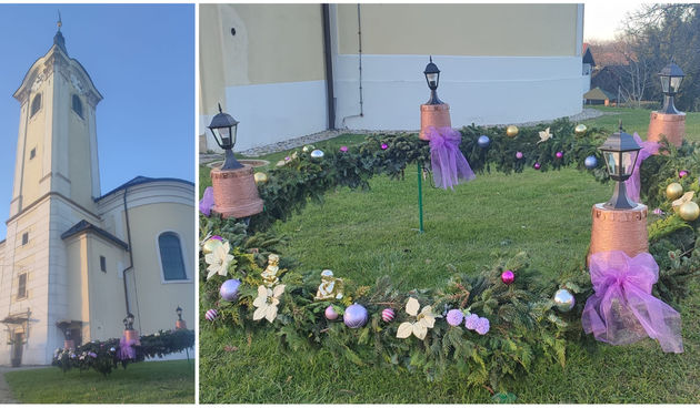 ADVENT U DONJEM VIDOVCU Vrijedne mještanke ukrasile adventski vijenac ispred crkve