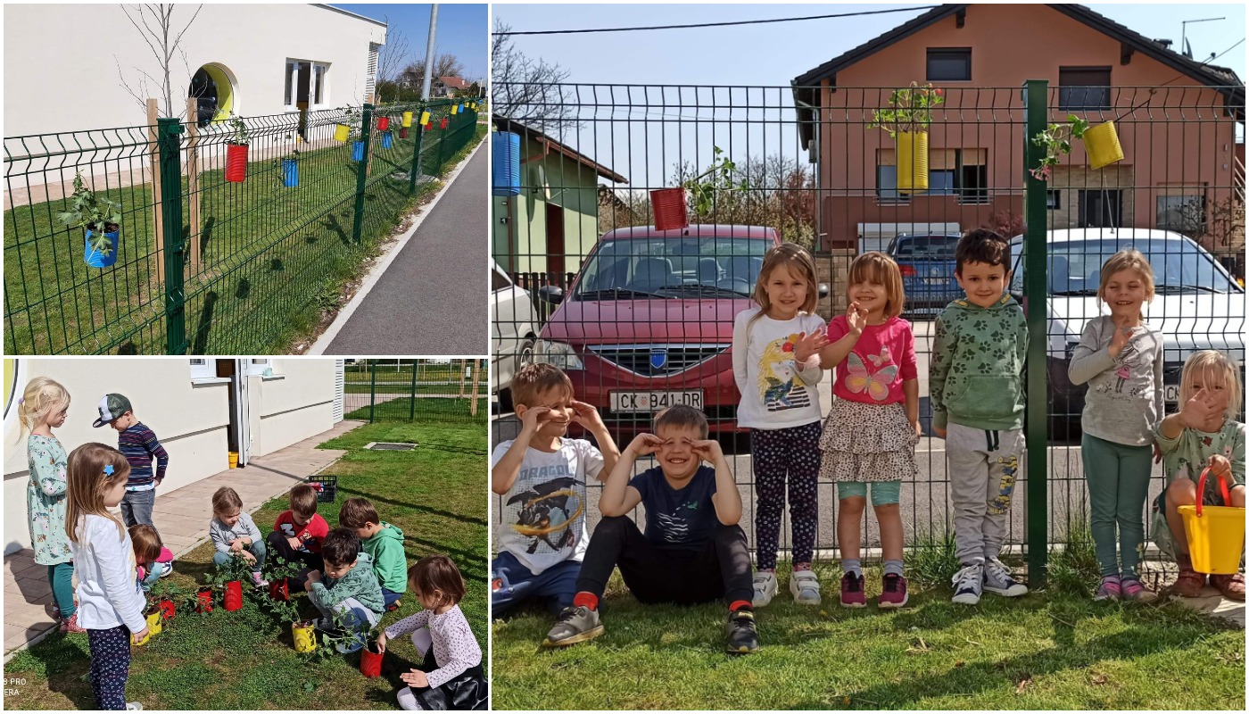 Mališani Dječjeg vrtića Maslačak iz Murskog Središća ukrasili dvorišnu ogradu cvijećem