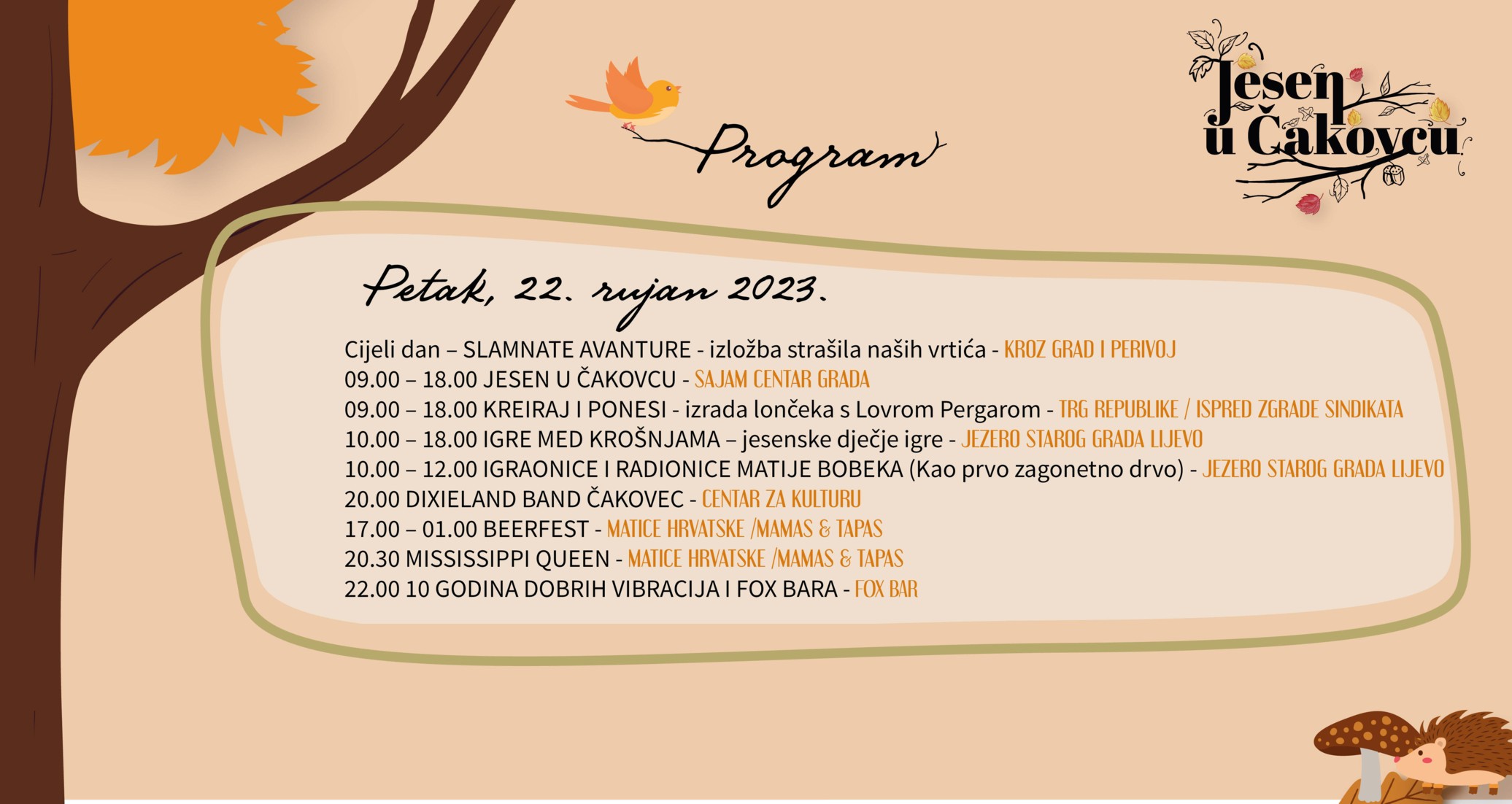 DOLAZI NAM JESEN Evo šarolikog programa manifestacije ‘Jesen u Čakovcu’