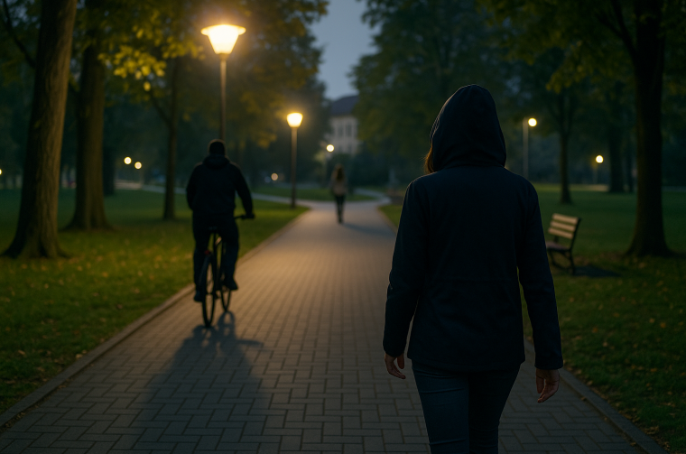 ilustracija perverznjak na biciklu, ilustracija park