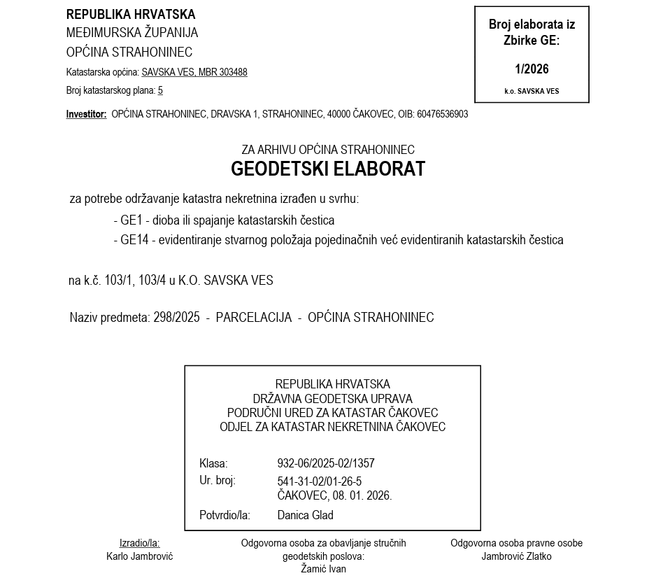 Elaborat Strahoninec parcelizacija