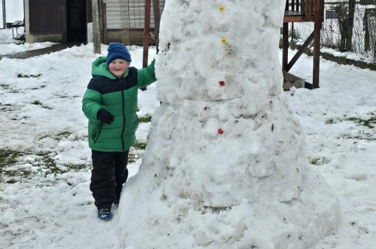 FRAN PETRAN Veliki Snješko iz Pribislavca nastao u dvorištu uz pomoć tate Tomislava