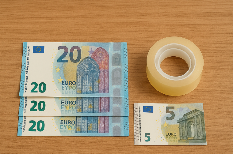 Ilustracija naslovna novac ljepljiva traka