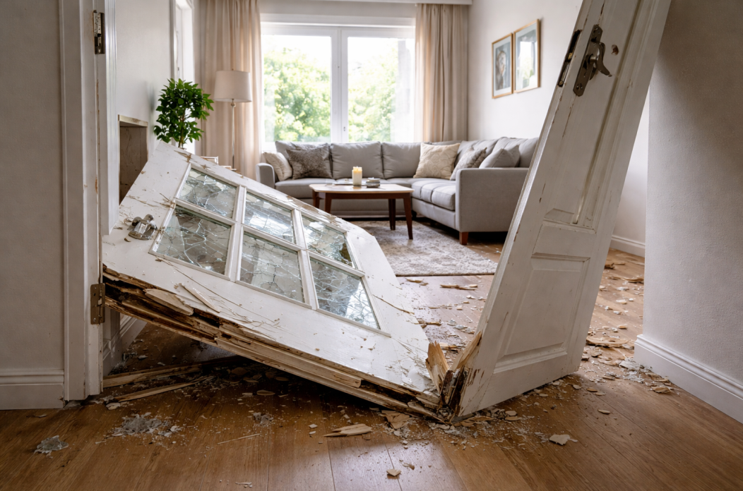 Ilustracija razbijena vrata