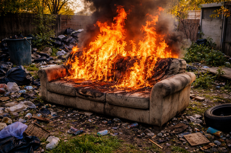 Naslovna zapaljeni kauč