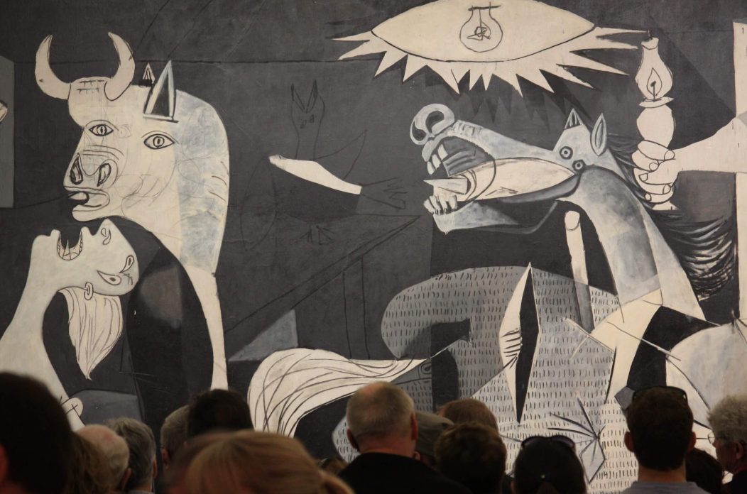 Pablo-Picasso-–-Guernica-detail-1937-oil-painting-on-canvas-3.49-x-7.77m-installation-view-Museo-Reina-Sofía-Madrid-Spain-scaled-1