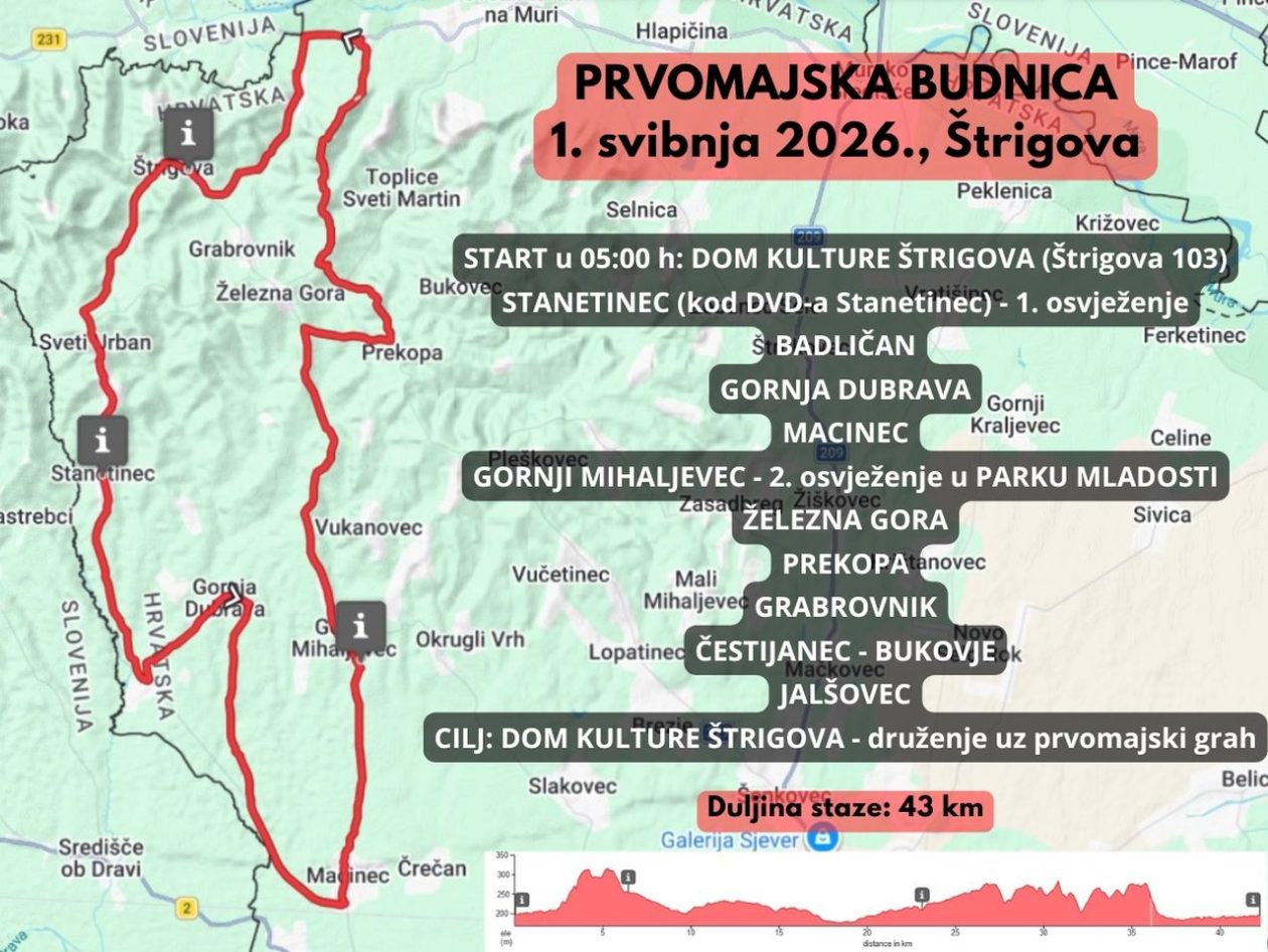 Prvomajska budnica u Štrigovi – ruta