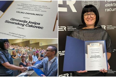 Ravnateljica Sandra Breka-Ovčar primila priznanje FER-a u ime čakovečke gimnazije