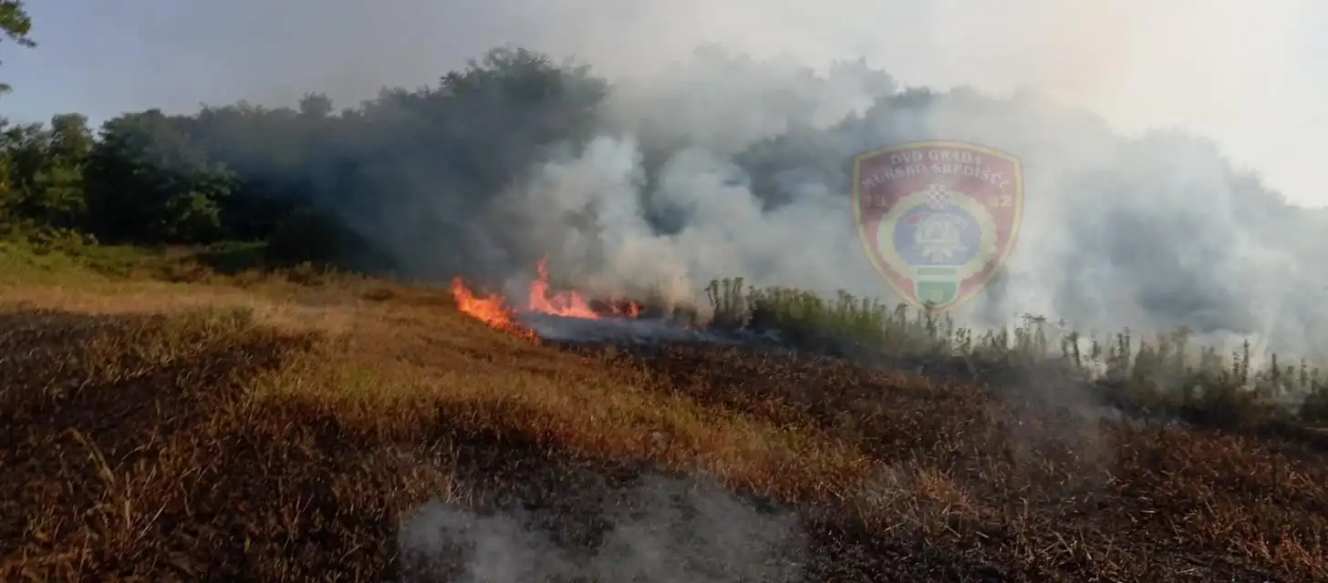 Vatrogasci Murskog Središća gase požar u polju (1)