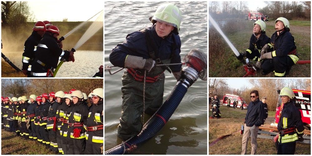 Vatrogasna vježba na obali Mičigen jezera