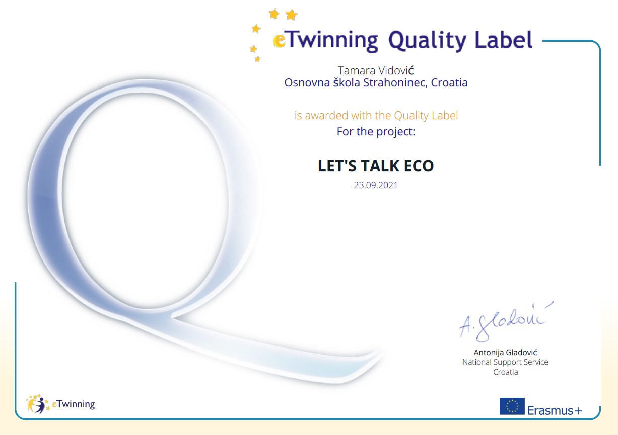 ČESTITAMO! eTwinning oznake kvalitete u OŠ Strahoninec