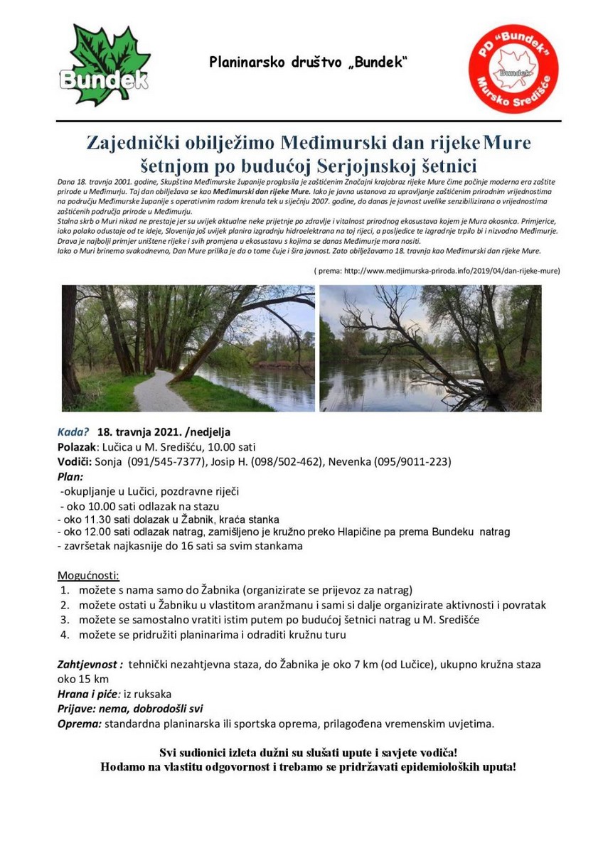 ŠETNICA UZ MURU Uoči Međimurskog dana rijeke Mure – markiranje šetnice u Murskom Središću
