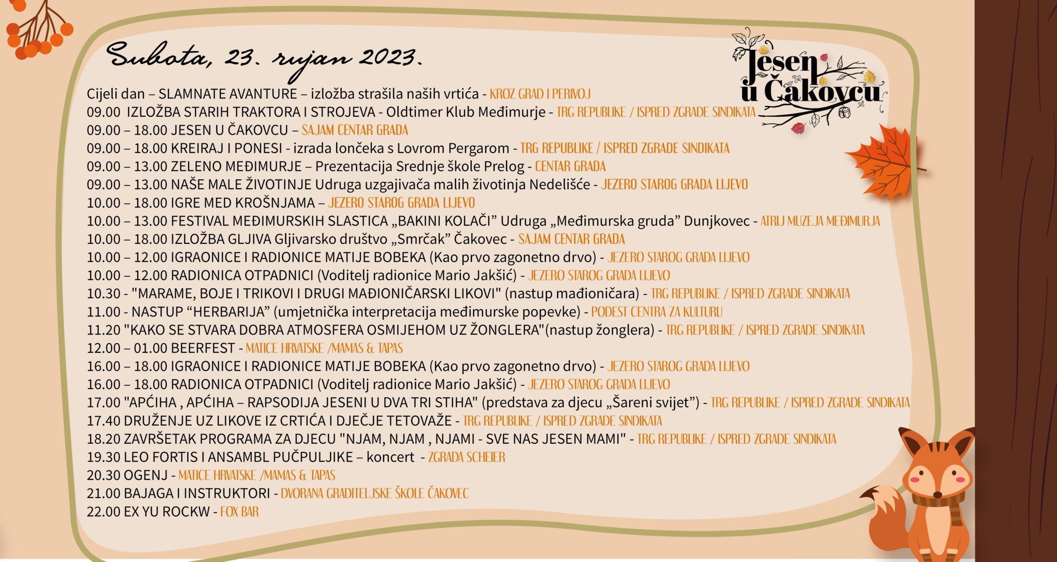 DOLAZI NAM JESEN Evo šarolikog programa manifestacije ‘Jesen u Čakovcu’