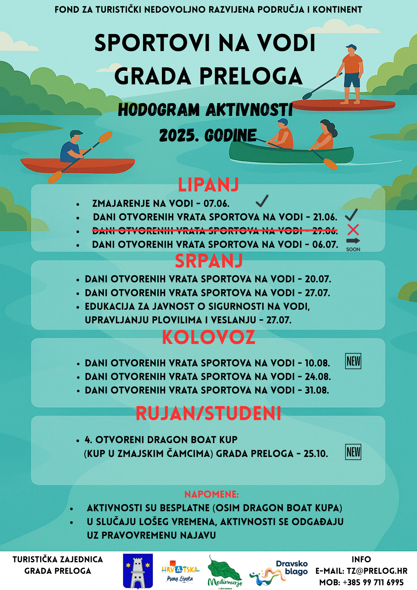 sportovi na vodi prelog raspored