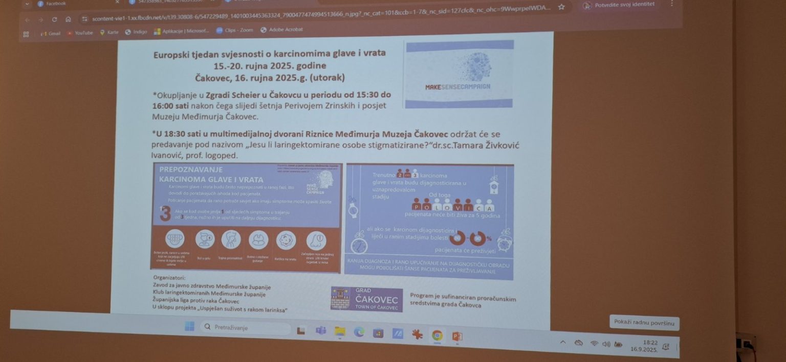 predavanje Klubu laringektomiranih Međimurske županije